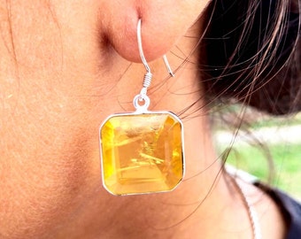 Yellow Sapphire Sterling Silver Earrings: Handmade Wedding Jewelry