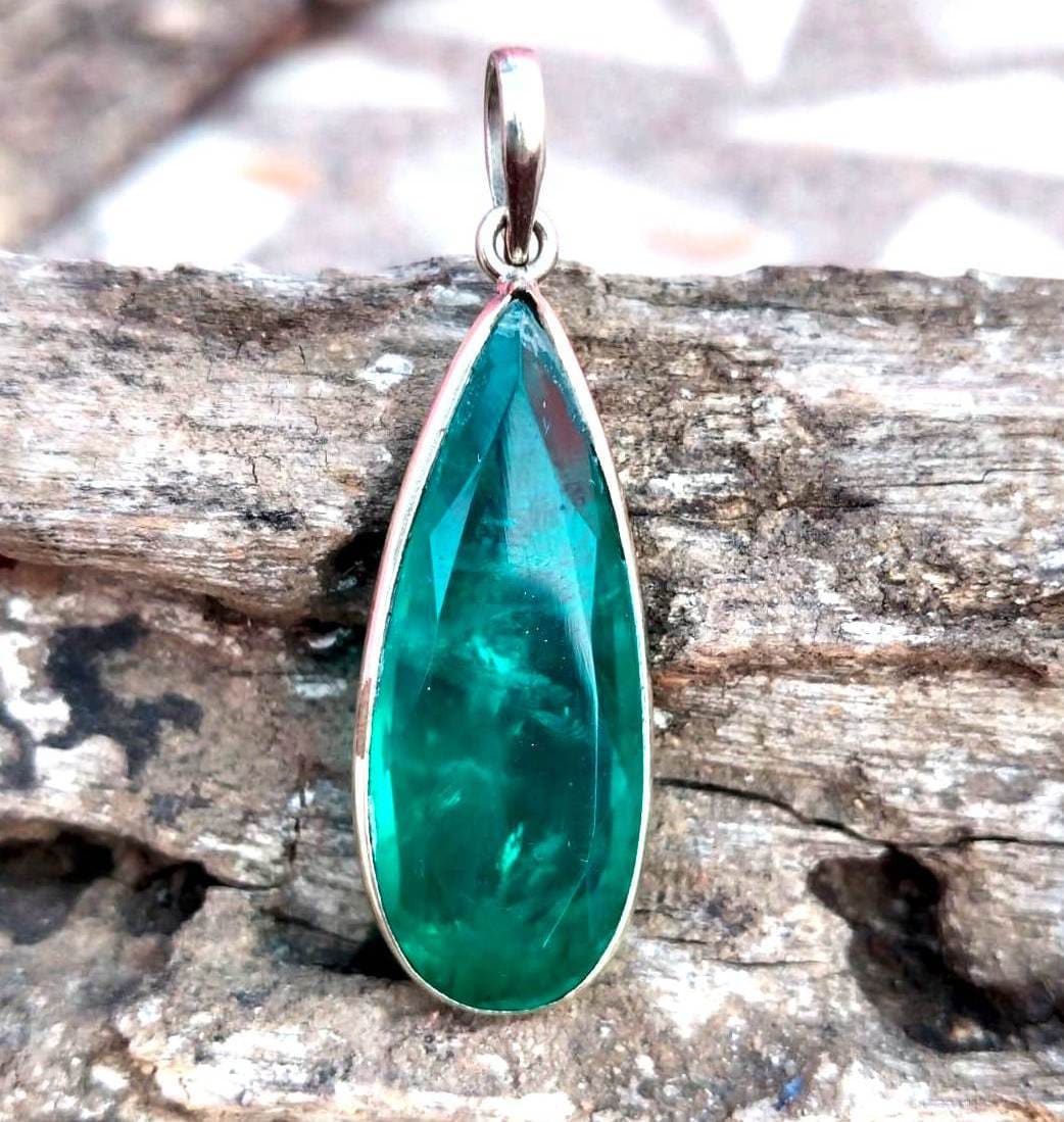 Paraiba Tourmaline Crystal Pendant: Handmade 925 Sterling Silver Jewelry