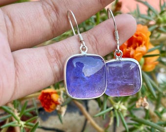 Boucles D'oreilles Pendantes Plaqué Or Blanc Avec Quartz Rose - Neuf Avec étiquettes
