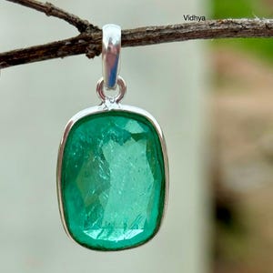 Pingente de prata esmeralda, pingente de prata esterlina 925, joias de esmeralda, pingente autêntico, joias com pedra de nascimento, presente de Natal, presente para ela