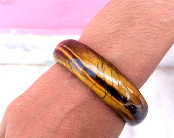 Brazalete de ojo de tigre: pulsera de piedras preciosas de cristal que conectan con la tierra