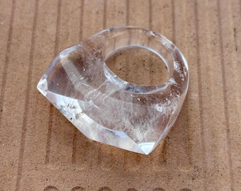 Handmade Crystal Quartz Statement Ring: Handmade Healing Stone Jewelry