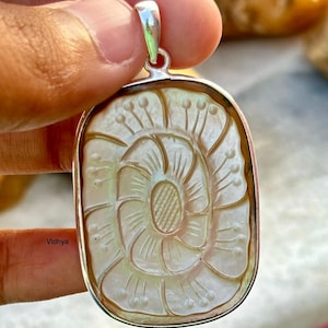 White Shell Pendant, Sterling Silver, White Mother of Pearl Jewelry, Modern Geometric Spiral Design, Minimalist Stone Necklace.