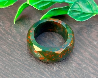 Dainty Bloodstone Ring: Boho Gemstone Jewelry, March Birthstone