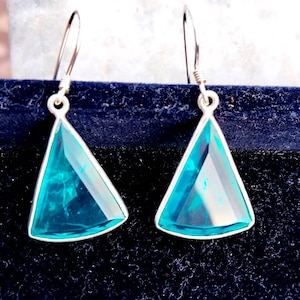 Praiba Tourmaline  Earrings, Aqua Blue Tourmaline Earrings, Drop Earrings, Blue Gemstone Earrings, Tourmaline Jewelry, Christmas Gift