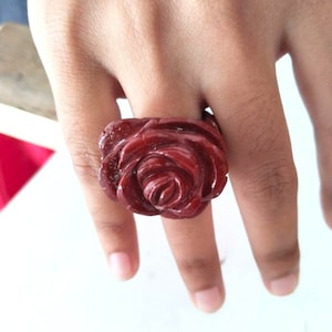 Jasper Ring, Red Jasper Ring, Carved Ring, Genuine Gemstone Ring, March Birthstone, Crystal Jewelry, Energy Ring, Charismas Gift