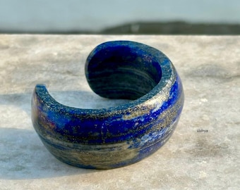 Lapis Gemstone Bangle Bracelet, Natural Stone (55.2mm/2.17