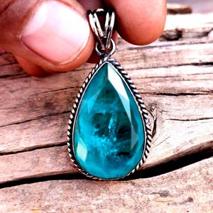 Paraiba Tourmaline Pendant, Sterling Silver Pendant, Blue Tourmaline Pendant, Handmade Pendant, Women Pendant, Christmas Gift, Gift For Her