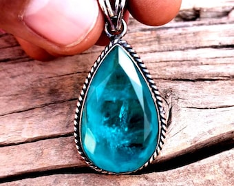 Pear Paraiba Turmalin Anhänger: Handgemachtes Sterling Silber (20 x 30 MM)