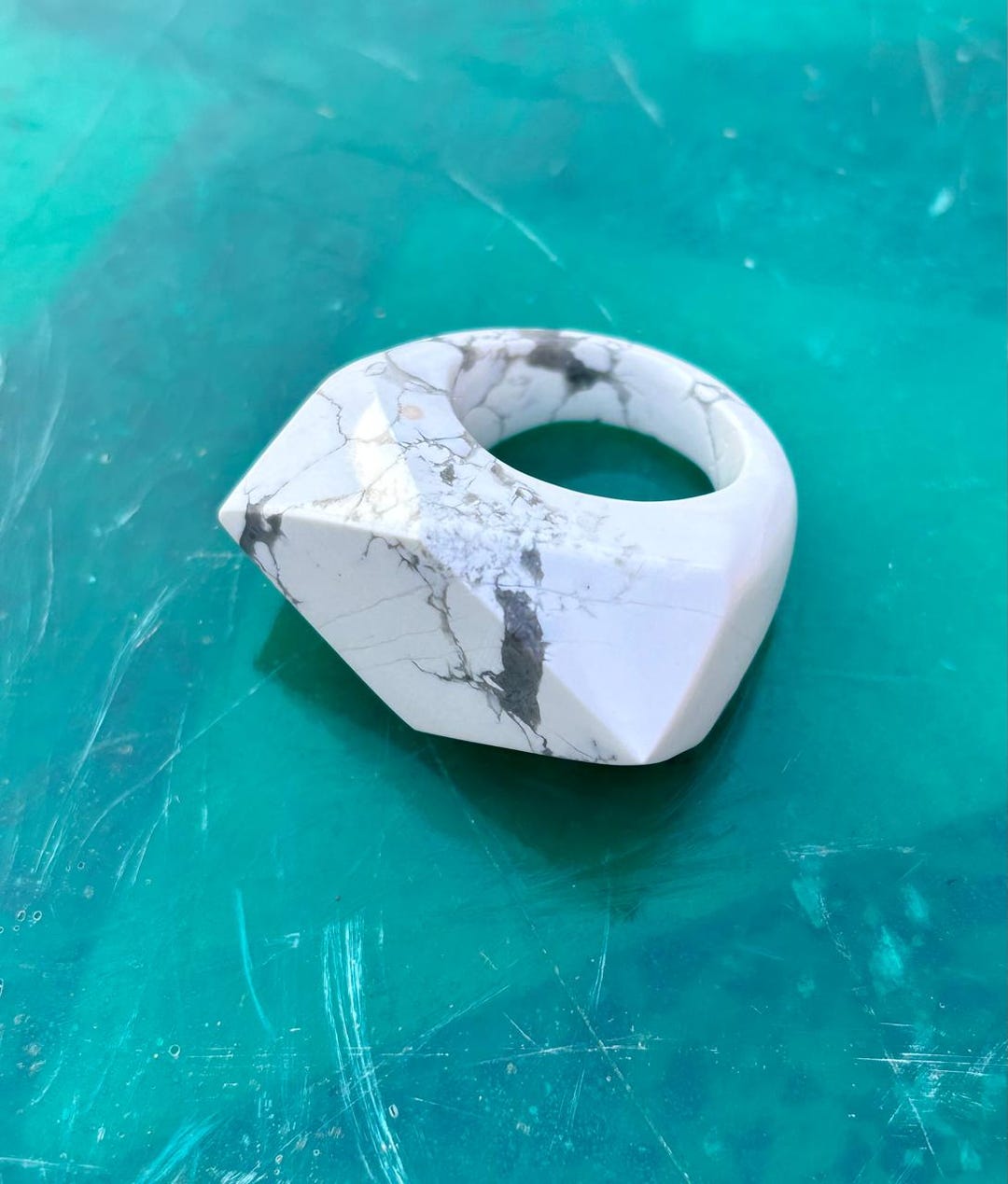 Handmade Howlite Ring: Sterling Silver Gemstone Boho Ring - Etsy