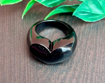 ハンドメイド ハート ブラック オニキス スターリングシルバー リング