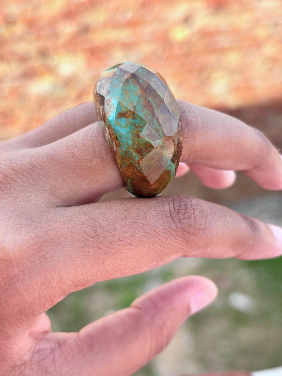 Natural Arizona Turquoise Ring: Hand-cut Gemstone Band - Etsy