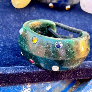 Ruby , Sapphire , Opal Cuff Bracelet, Gemstone Bracelet, Handmade Aventurine Cuff, Multi Stone Bracelet, Brithstone Jewelry, Statement Cuff