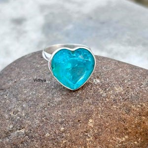 925 Sterling Silver Pendant,Blue Paraiba Tourmaline Crystal Rings, Paraiba Tourmaline, Gemstone Paraiba, Gifts for Her, Heart Shape Ring.