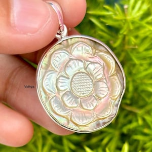 White Shell Pendant, Sterling Silver, White Mother of Pearl Jewelry, Modern Geometric Spiral Design, Minimalist Stone Necklace.