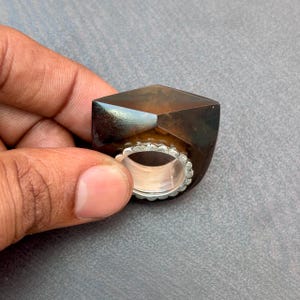スモーキークォーツリング：925スターリングシルバージュエリー。