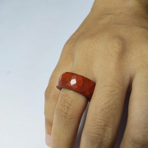 Jasper Ring, Natural Red Jasper Band, Handmade Ring, Gemstone Ring, Women Ring, Statement Ring, Christmas Gift, Birthstone Jewelry