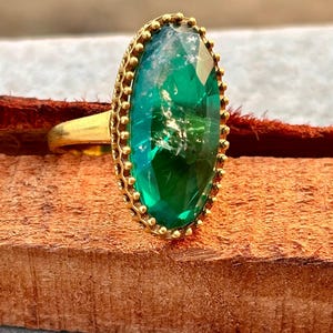 Emerald Silver Ring- Sterling Silver Ring- Genuine Emerald Engagement Ring- Promise Ring- May Birthstone- Oval Cut Ring, Birthstone Jewelry