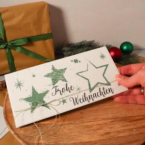 Weihnachtskarte mit Sternen in grün, Weihnachtspost, Klappkarte für Weihnachtsgrüße, Gutschein- oder Geldverpackung für deine Liebsten