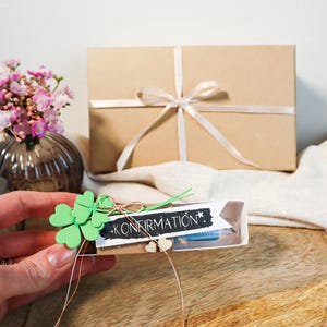 Geschenk Konfirmation, Verpackung für Geld oder einen Gutschein zur Konfirmation für Jungen und Mädchen