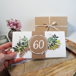 Geschenk zum 60. Geburtstag, personalisierbare Geburtstagskarte, individuelle Gutscheinkarte, besondere Glückwunschkarte für Sie und Ihn