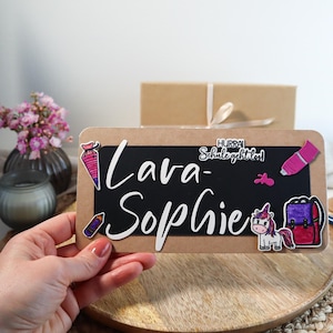 Grußkarte zur Schuleinführung in pink, personalisiert, Glückwunschkarte Schulkind, Geschenk zur Einschulung