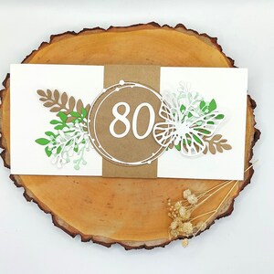 Karte zum 80. Geburtstag, personalisierbare Geburtstagskarte, individuelle Gutscheinkarte, besondere Glückwunschkarte