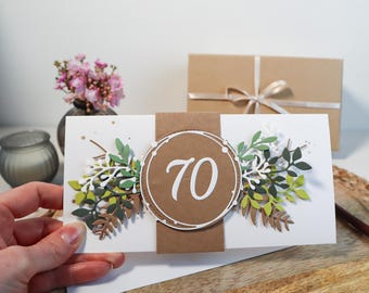 70th birthday gift, personalizable birthday card, individual voucher card, special greeting card for him and her