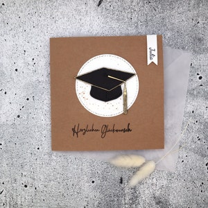 Karte zum Abschluss, Geldgeschenk zum Studium, Karte zur bestandenen Prüfung, Glückwunschkarte zum Abitur, quadratisch und personalisierbar