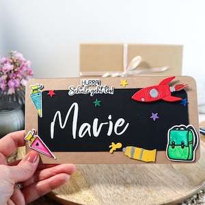 Grußkarte zur Schuleinführung, personalisiert, Glückwunschkarte Schulkind, Geschenk zur Einschulung