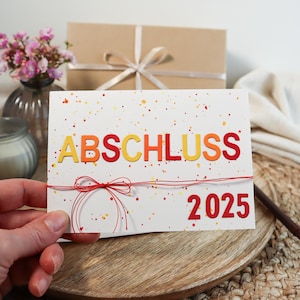 Karte zum erfolgreichen Abschluss in rot, Geldgeschenk zum Schulabschluss, Karte zur bestandenen Prüfung, Glückwunschkarte zum Abitur