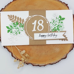 Karte zum 18. Geburtstag, personalisierbare Geburtstagskarte, individuelle Gutscheinkarte, besondere Glückwunschkarte