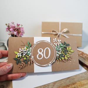 Karte zum 80. Geburtstag, personalisierbare Geburtstagskarte, individuelle Gutscheinkarte, Glückwunschkarte für Sie und Ihn