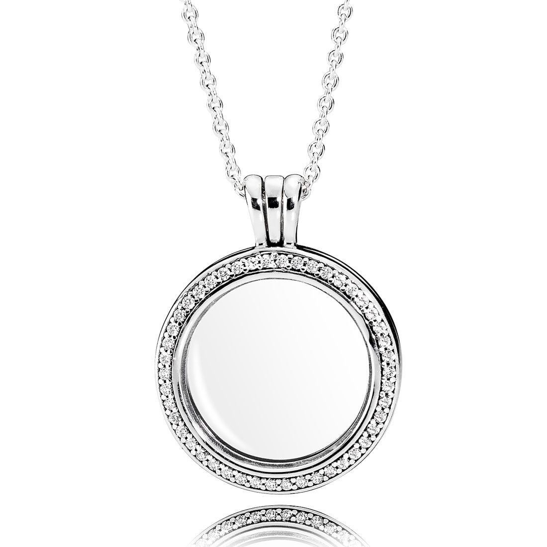 30mm Round Floating Charms Sparkling Locket Pendant Necklace