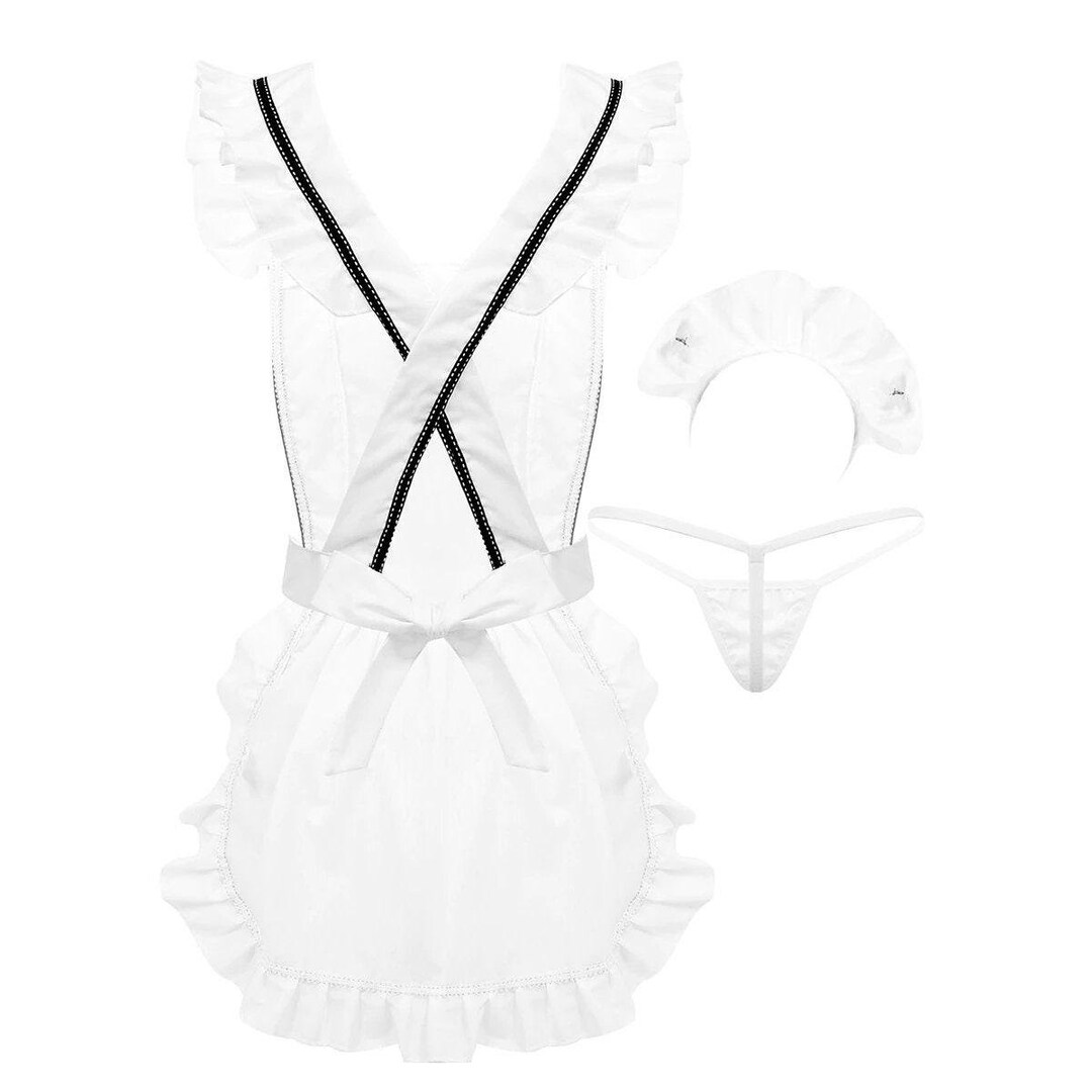 A Sexy French Maid Costume Apron Cosplay Etsy