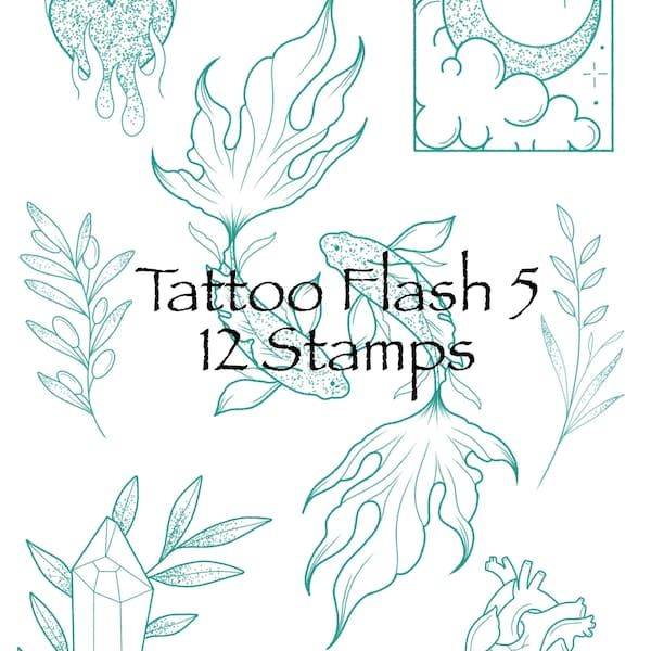 TATTOO FLASH 5 PROCREATE Stamps Procreate Brushes