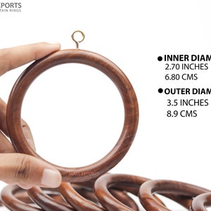 Premium Wooden Curtain Rod Rings - Rosewood Drapery Rings