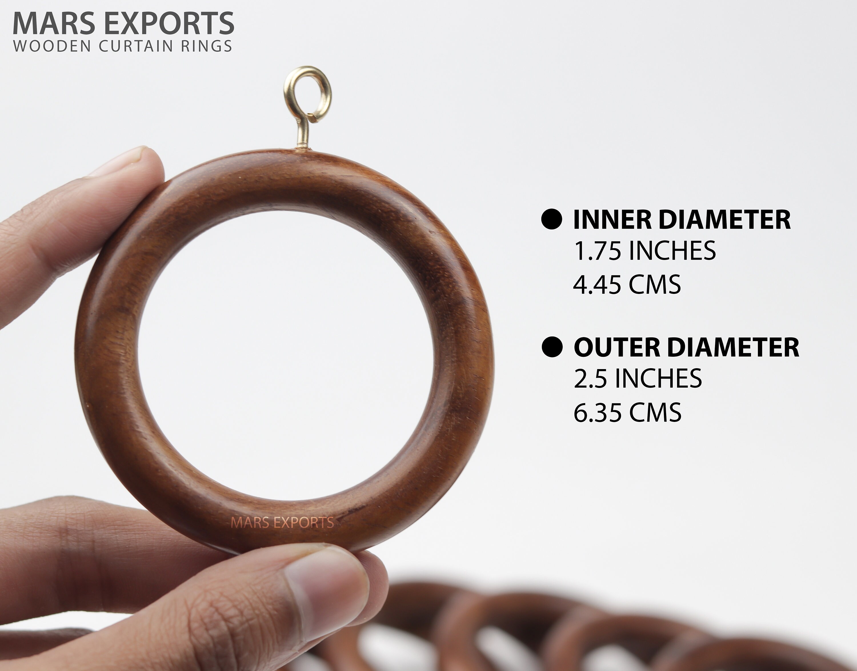 Wooden Curtain Rod Rings Set, Drapery Rings, for 1 to 2.5 Inch Rod