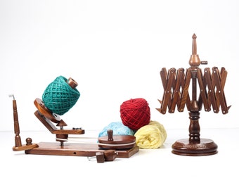 Enrouleur de fil en bois artisanal pour crochets et crochets, grand enrouleur de pelote de fil de bois rapide actionné à la main