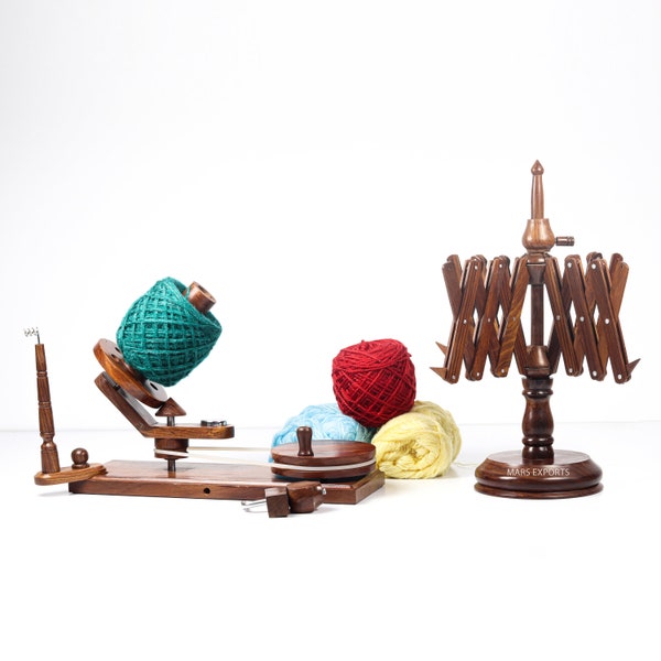 Handgemachte Garnspulmaschine aus Holz für Strick- und Häkelnadeln, Handbetriebene große Garnkugel-Wickelkombination aus Holz