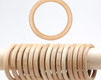 Wooden Curtain Rod Rings Set, Drapery Rings, For .75 to 2.5 Inch Rod, Vintage Wooden Rings