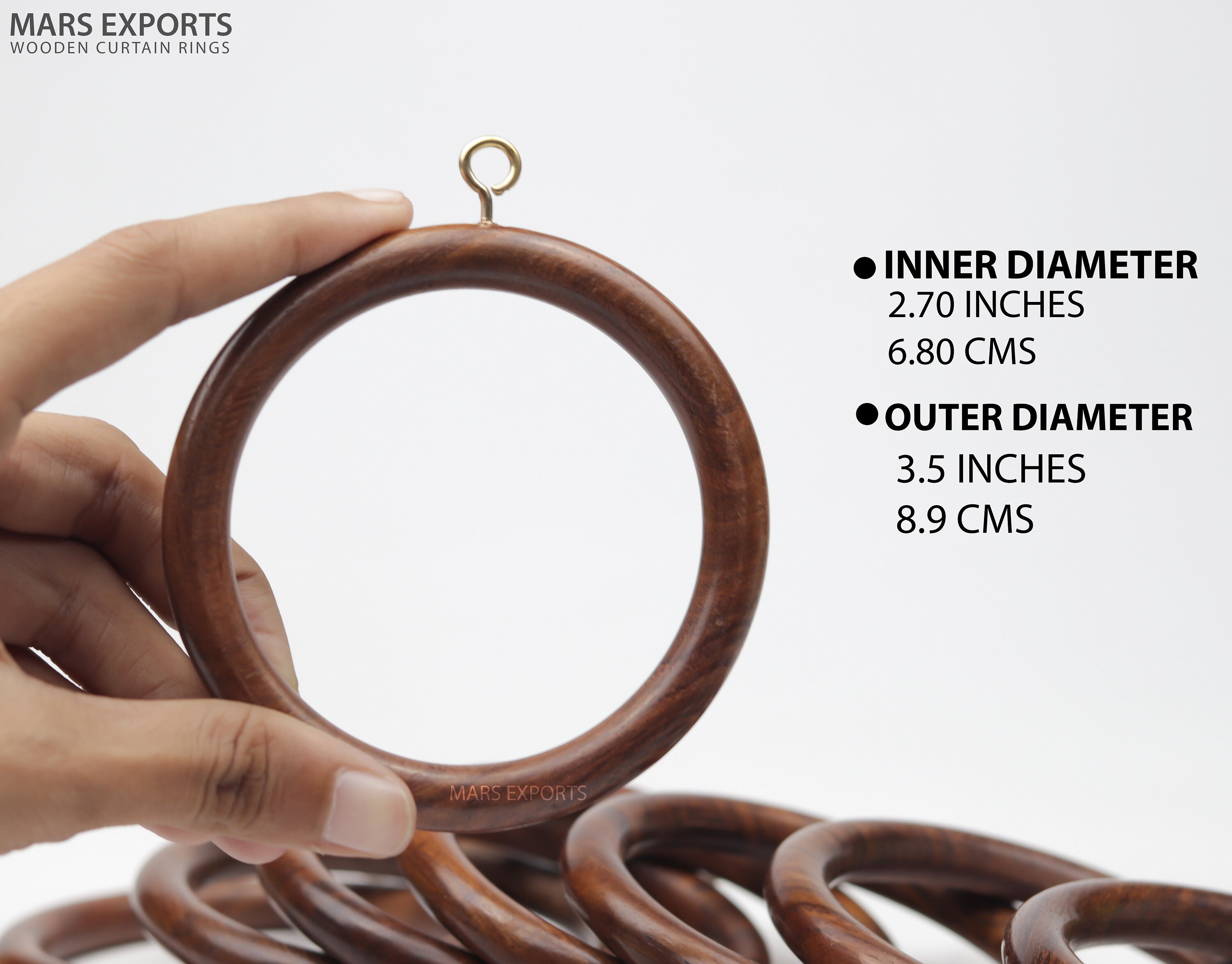 Wooden Curtain Rod Rings Set, Drapery Rings, for 1 to 2.5 Inch Rod