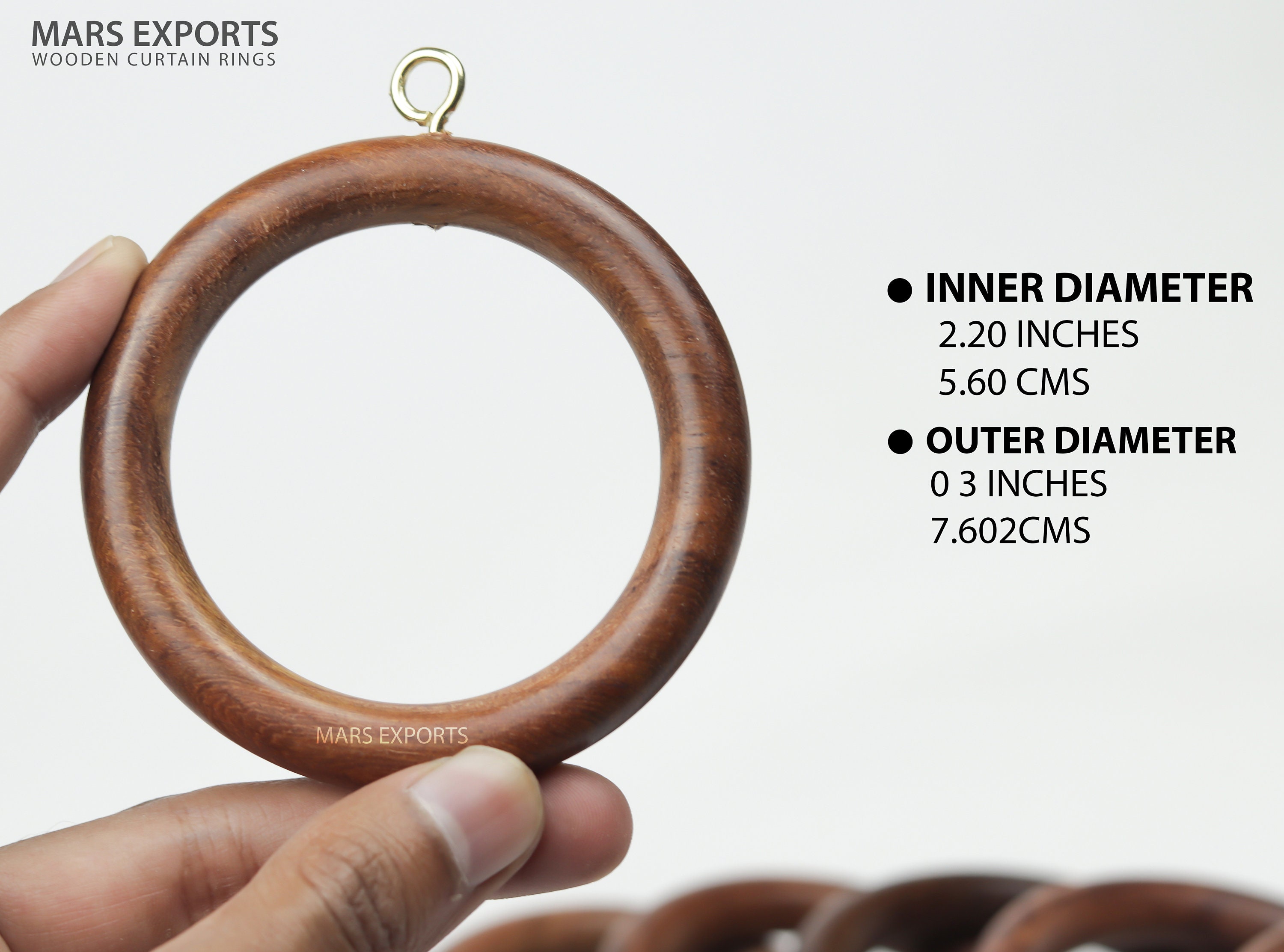 Wooden Curtain Rod Rings Set, Drapery Rings, for 1 to 2.5 Inch Rod