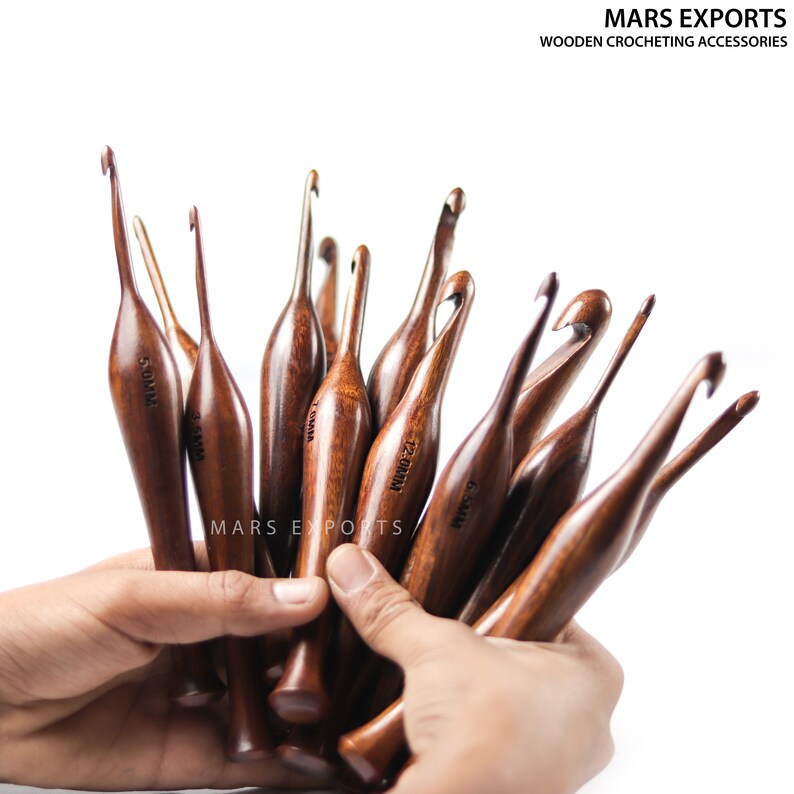 13 Pieces Set Premium Wooden Crochet Hooks Crochets Hooks Set Etsy