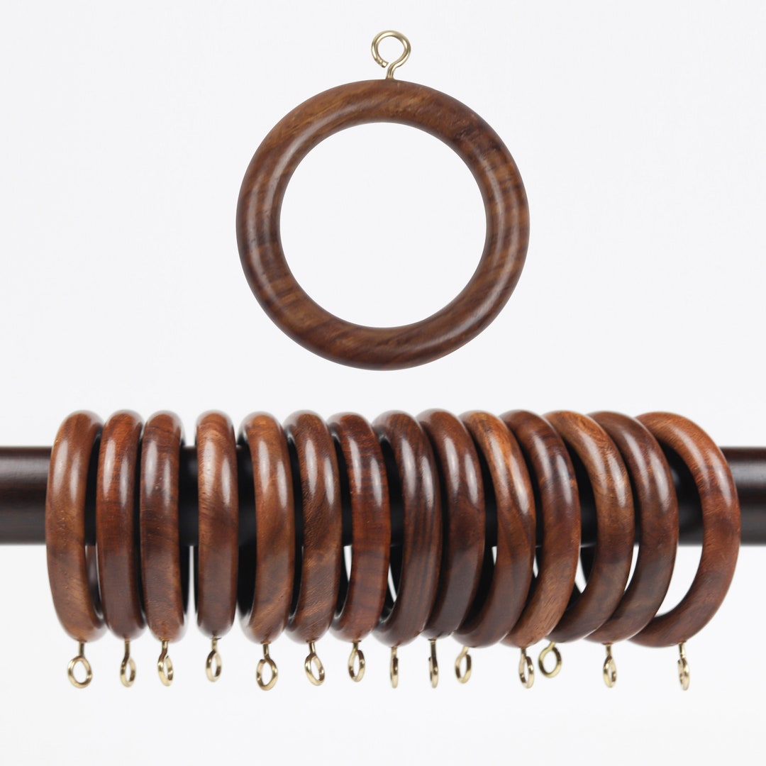 Wooden Curtain Rod Rings Set, Drapery Rings, for 1 to 2.5 Inch Rod