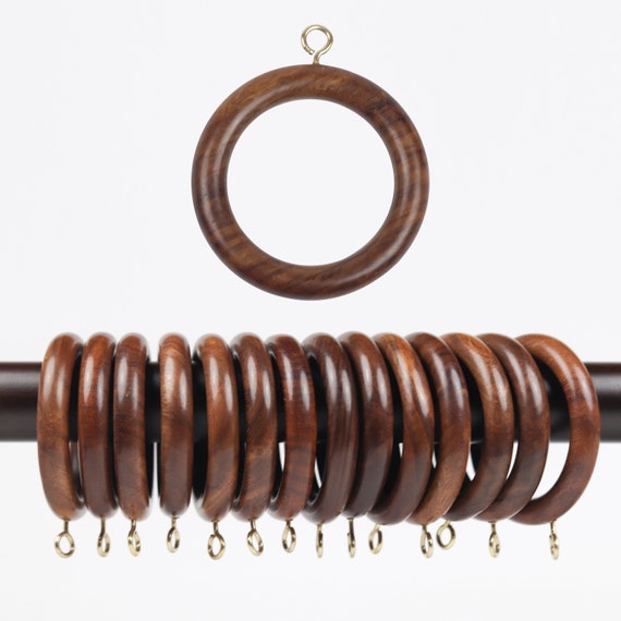 Wooden Curtain Rod Rings Set, Drapery Rings, for 1 to 2.5 Inch Rod, Vintage Wooden  Rings Rosewood Wood 