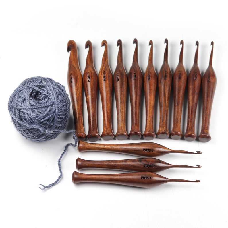 13 Pieces Set Premium Wooden Crochet Hooks Crochets Hooks Set Etsy