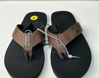 Volcom Recliner Sandals Black & Brown Size 9 Men's Flip-Flops With Comfort Sole