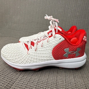 Under Armour Womens Size 8 Red & White Baseball \ Softball Cleats