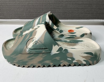 Quiksilver Men's Cloud Break Slides Camouflage Green & Beige Size 11 Sandals